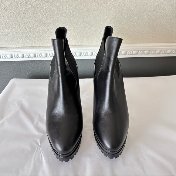 NEW All Saints Sarris Black Leather Platform Chunky Ankle Booties Size 9 - Picture 3 of 11